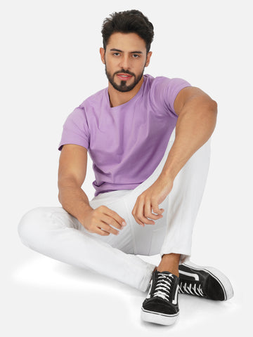 SOLID LAVENDER COLORED ROUND NECK TSHIRT