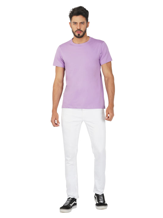 SOLID LAVENDER COLORED ROUND NECK TSHIRT